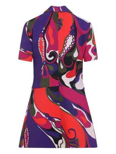 Pucci Fitted Waist Mini Dress With Button Accents In Multi