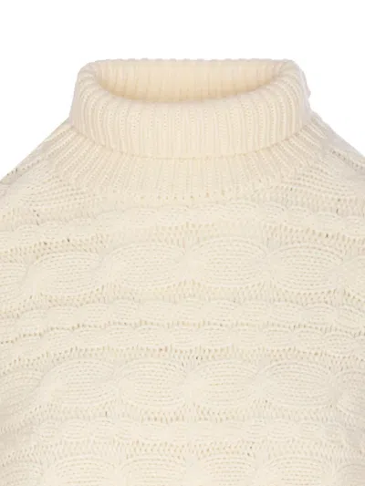 Guest In Residence Frayed Cable-knit Wool And Cashmere-blend Turtleneck Sweater In Neutral