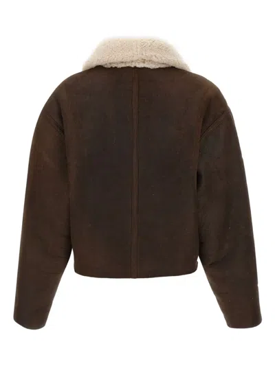 Hiso Aria Reversible Shearling Jacket In Brown
