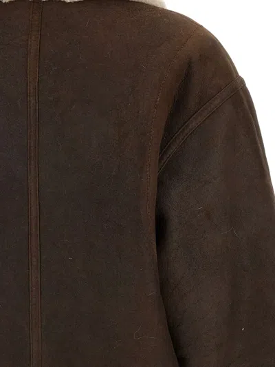 Hiso Aria Reversible Shearling Jacket In Brown