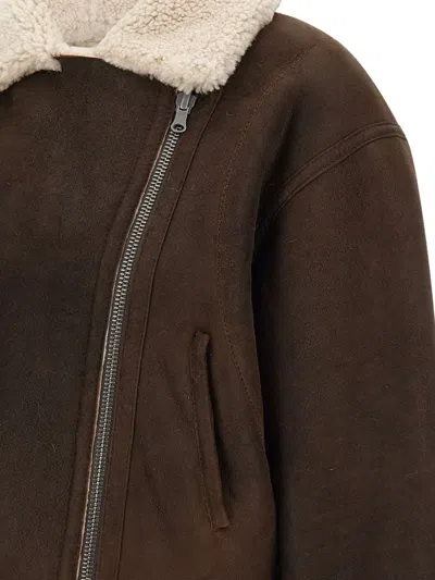 Hiso Aria Reversible Shearling Jacket In Brown