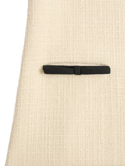 Valentino Bow Detail Virgin Wool Blend Tweed Minidress In Neutral