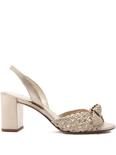 Alexandre Birman Easy Clarita Tresse Block Heel Slingback Sandal In Gold