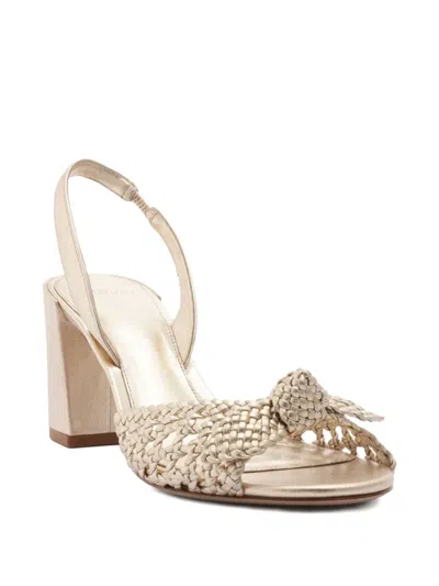 Alexandre Birman Easy Clarita Tresse Block Heel Slingback Sandal In Gold