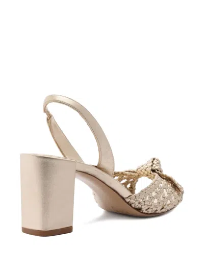 Alexandre Birman Easy Clarita Tresse Block Heel Slingback Sandal In Gold
