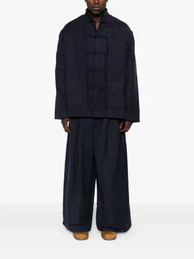 Uma Wang Knotted-front Jacket In Blue