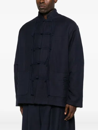 Uma Wang Knotted-front Jacket In Blue