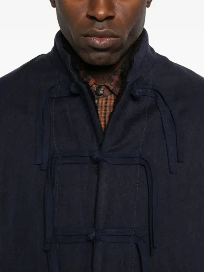 Uma Wang Knotted-front Jacket In Blue