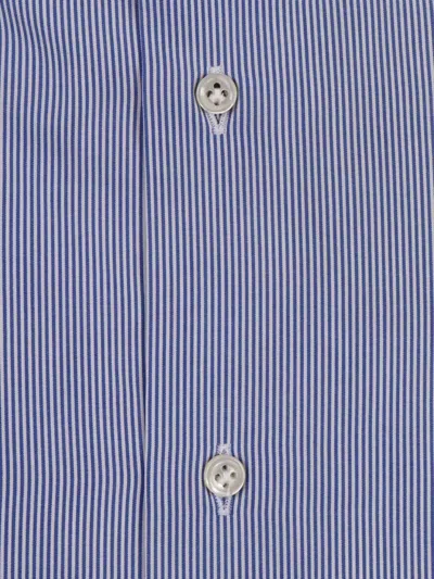 Mazzarelli Striped Cotton Slim Fit Shirt In Blue