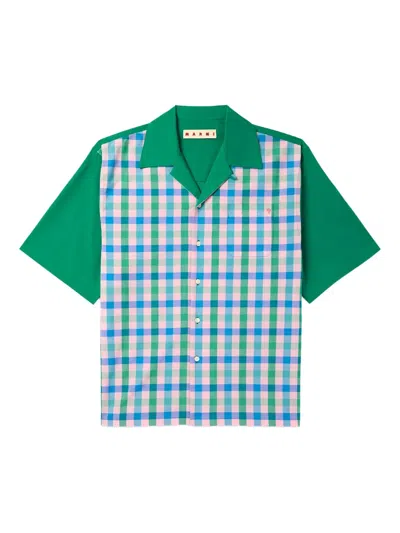 Marni Gingham-pattern Shirt In Green