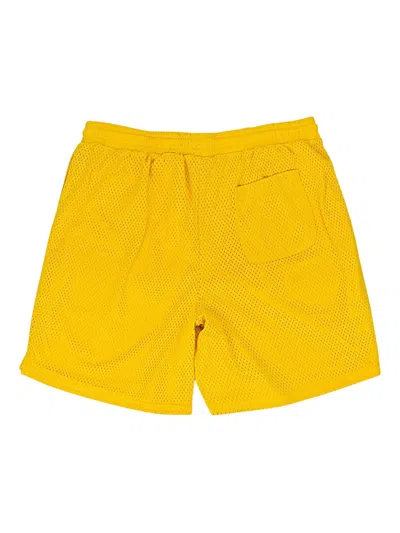 Sinclair Script-logo Mesh Shorts In Yellow