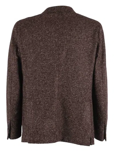 Brera Herringbone Single-breasted Blazer In Brown