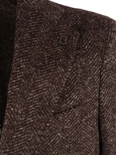 Brera Herringbone Single-breasted Blazer In Brown