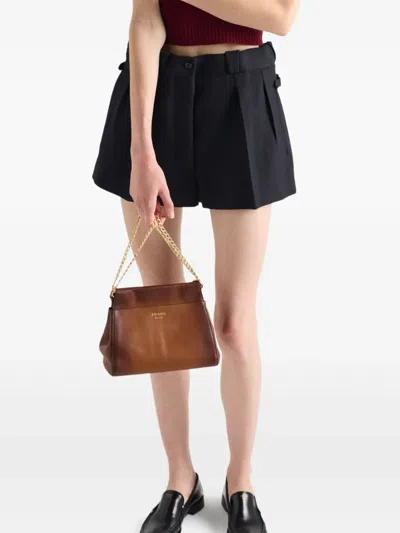 Prada Chevron Wool Shorts In Blue