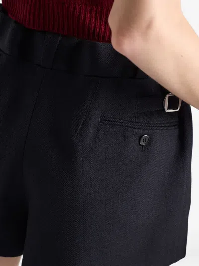 Prada Chevron Wool Shorts In Blue