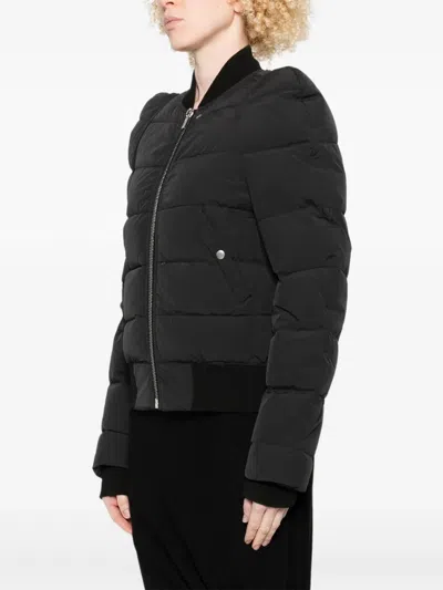 Rick Owens Modern Quilted Down Jacket Pockets In Black
