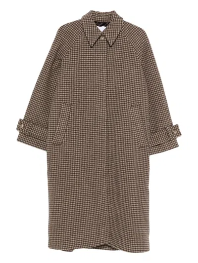 Samsoe & Samsoe Houndstooth Single-breasted Coat In Black