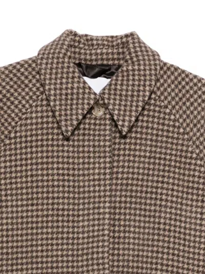 Samsoe & Samsoe Houndstooth Single-breasted Coat In Black