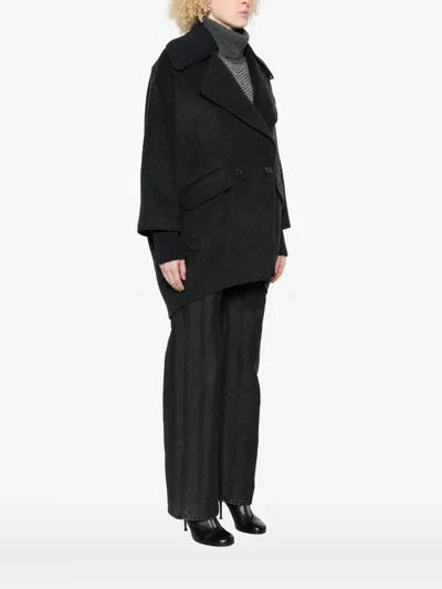 P.a.r.o.s.h Parosh Dark Grey Double-breasted Coat In Gray