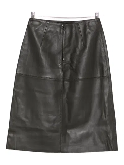 皮质A字半身裙