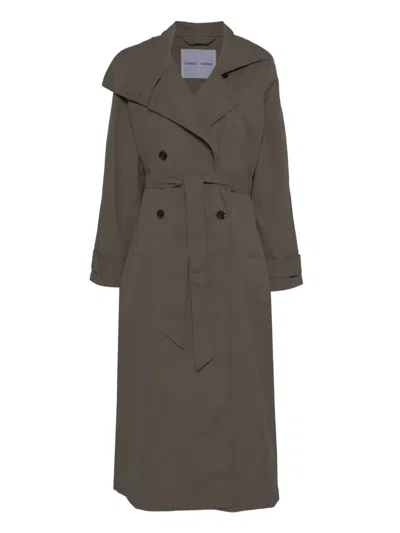Samsoe & Samsoe Belted Double-breasted Coat In Brown