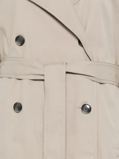 Samsoe & Samsoe Belted Double-breasted Coat In Brown