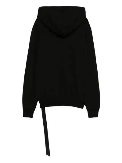 Rick Owens Drkshdw Drawstring Hood Sweatshirt Ribbed Cuffs In Black