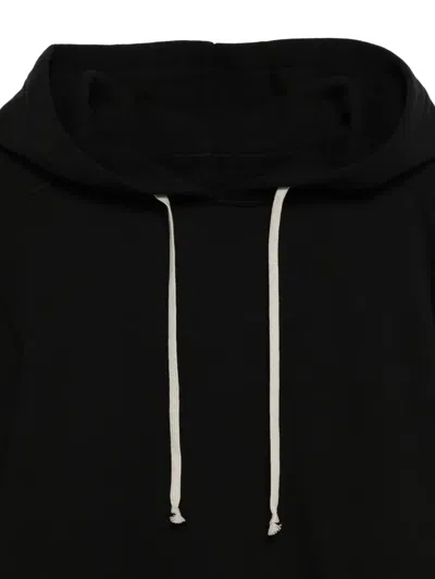 Rick Owens Drkshdw Drawstring Hood Sweatshirt Ribbed Cuffs In Black