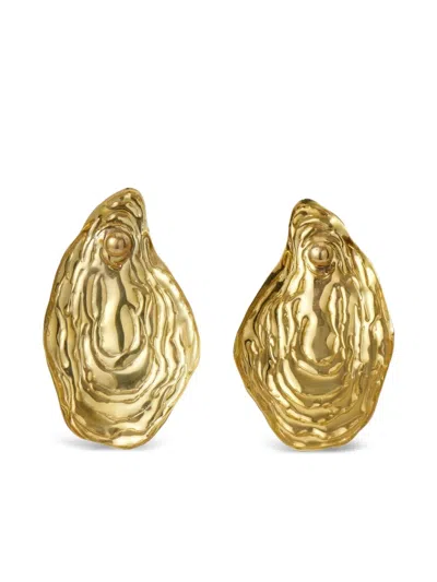 Korobeynikov Shell-embellished Hammered Earrings In Gold