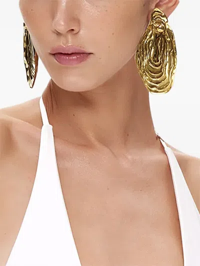 Korobeynikov Shell-embellished Hammered Earrings In Gold