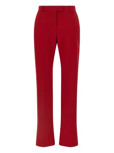 Alexander Mcqueen Stretch Wool Gabardine Trousers In Red