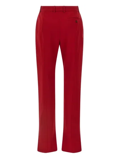 Alexander Mcqueen Stretch Wool Gabardine Trousers In Red