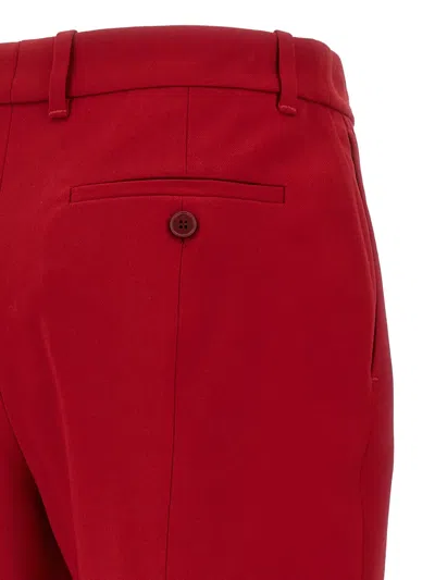 Alexander Mcqueen Stretch Wool Gabardine Trousers In Red