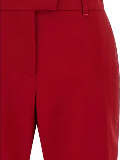 Alexander Mcqueen Stretch Wool Gabardine Trousers In Red