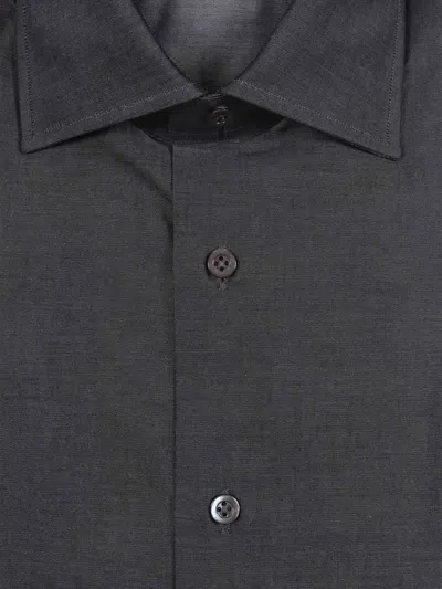 Mazzarelli Twill Slim Fit Shirt In Gray