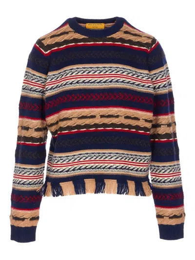 Guest In Residence Western Fringed Striped Wool And Cashmere-blend Sweater In Multi
