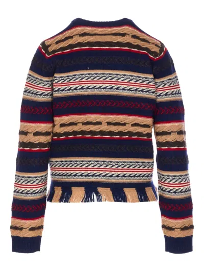 Guest In Residence Western Fringed Striped Wool And Cashmere-blend Sweater In Multi