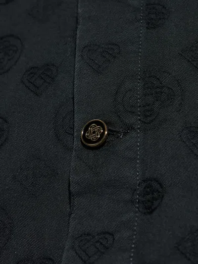 Casablanca Monogram Denim Shirt In Black