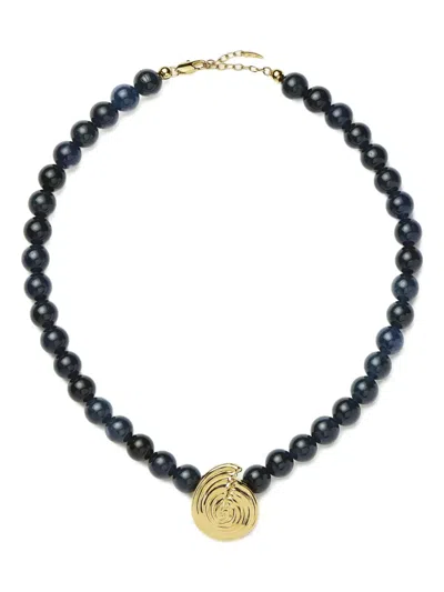 Missoma Spiral Gemstone Beaded Pendant Necklace In Blue