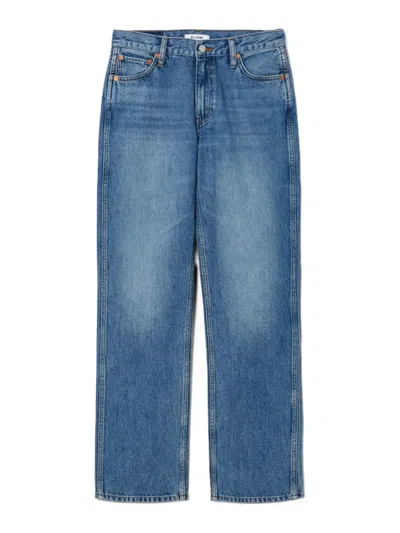 Re/done Blue 70s Crop Boot Jeans In Blue