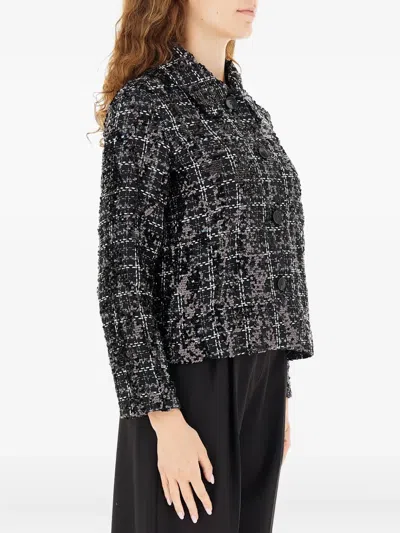 亮片缀饰粗花呢夹克