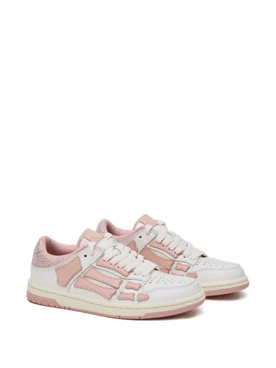 Amiri Crystal Satin Skel Top Low Womans Sneakers In Pink