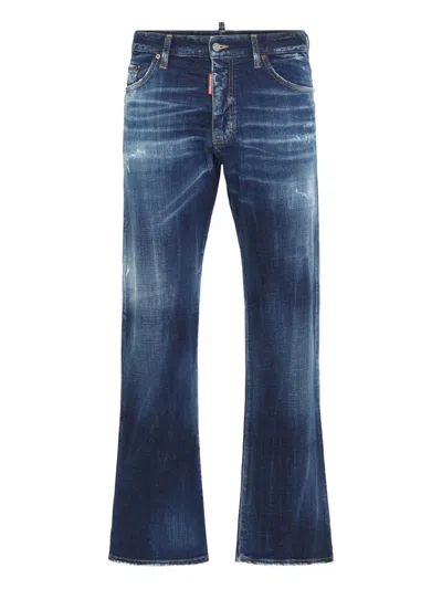 Dsquared2 Classic Five-pocket Jeans With Subtle Fading And Distressing In Blue
