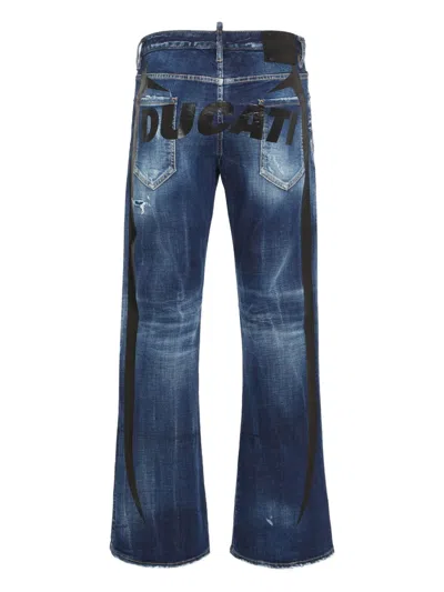 Dsquared2 Classic Five-pocket Jeans With Subtle Fading And Distressing In Blue