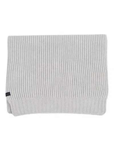 Fay Ribbed Wool Scarf In Gray