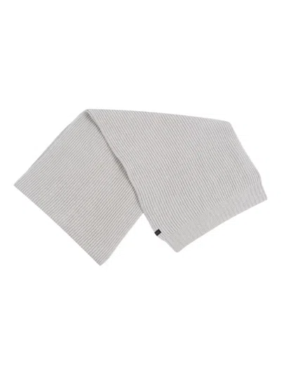 Fay Ribbed Wool Scarf In Gray