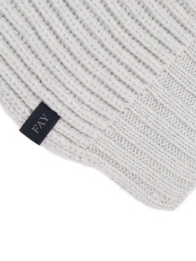 Fay Ribbed Wool Scarf In Gray
