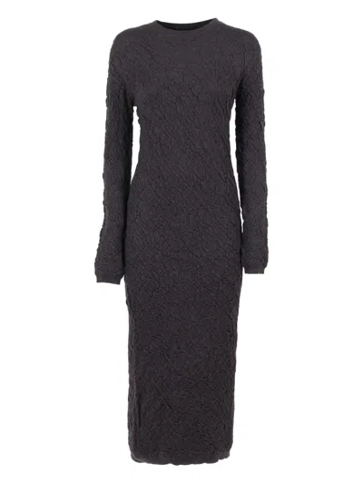 Fabiana Filippi Merino Wool Knit Dress With Embossed Effect In Gray
