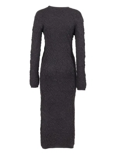 Fabiana Filippi Merino Wool Knit Dress With Embossed Effect In Gray