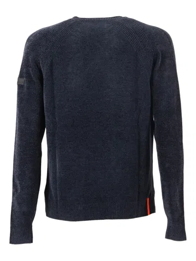 Rrd Round Knit Sweater With Contrasting Hem Detail In Blue